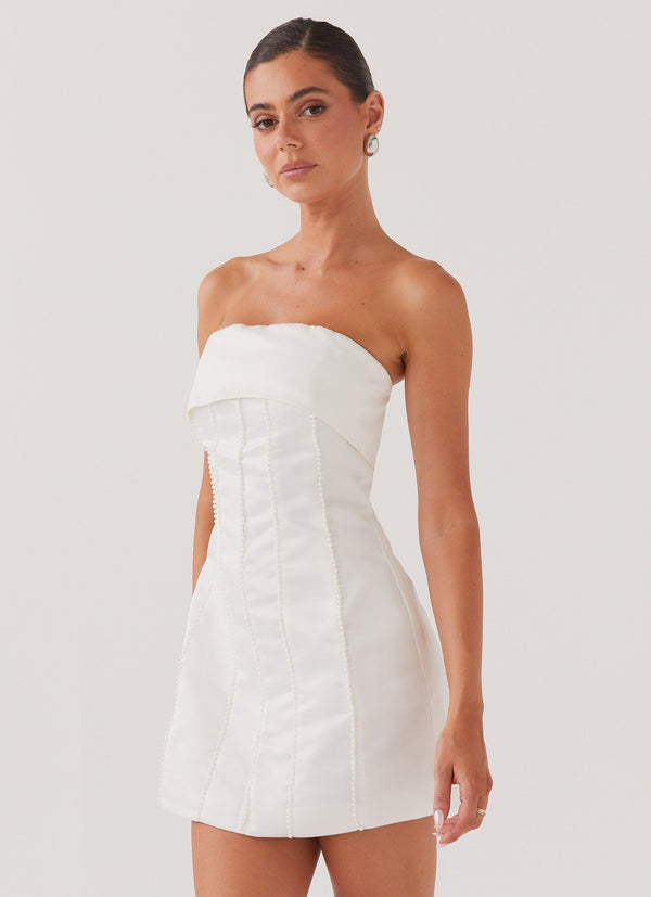 peppermayo Peppermayo Exclusive - Bombshell Tube Mini Dress - White Pearl
