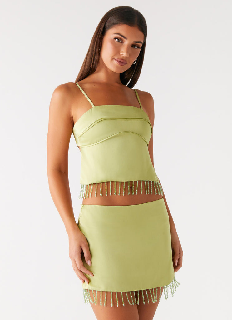 Peppermayo Peppermayo Exclusive - Bora Bora Beaded Top - Lime