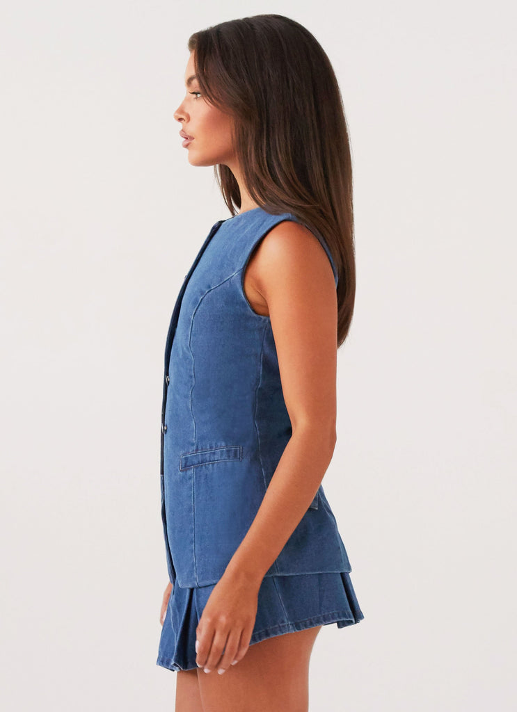 Peppermayo Peppermayo Exclusive - Born For Bordeaux Denim Vest - Indigo