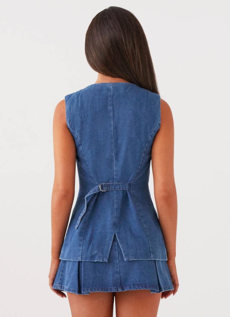 Peppermayo Peppermayo Exclusive - Born For Bordeaux Denim Vest - Indigo