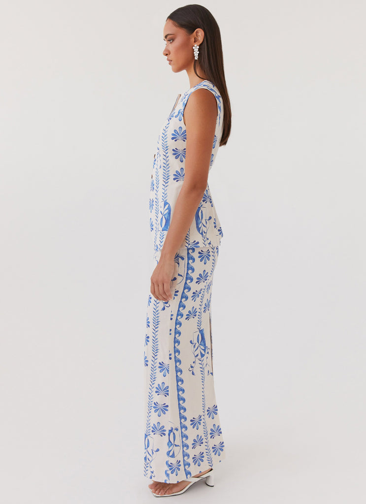 Peppermayo Peppermayo Exclusive - Born For Bordeaux Linen Midi Skirt - Floral Wave