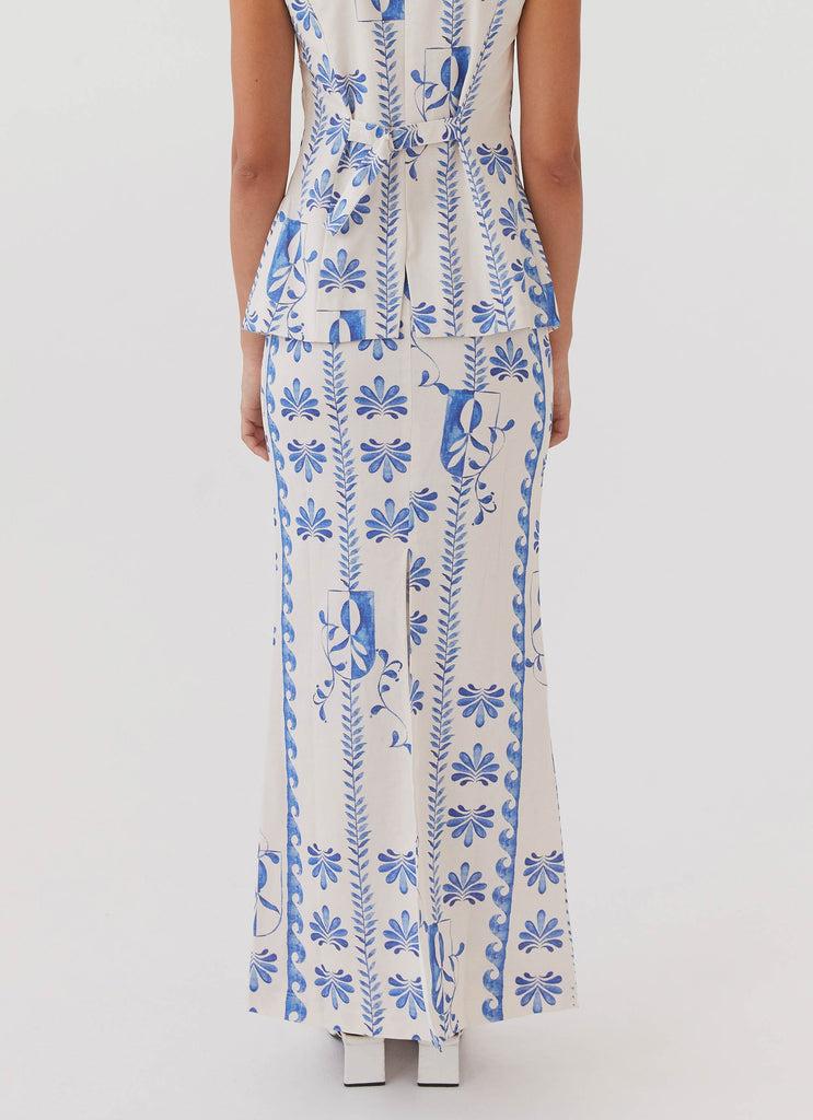 Peppermayo Peppermayo Exclusive - Born For Bordeaux Linen Midi Skirt - Floral Wave