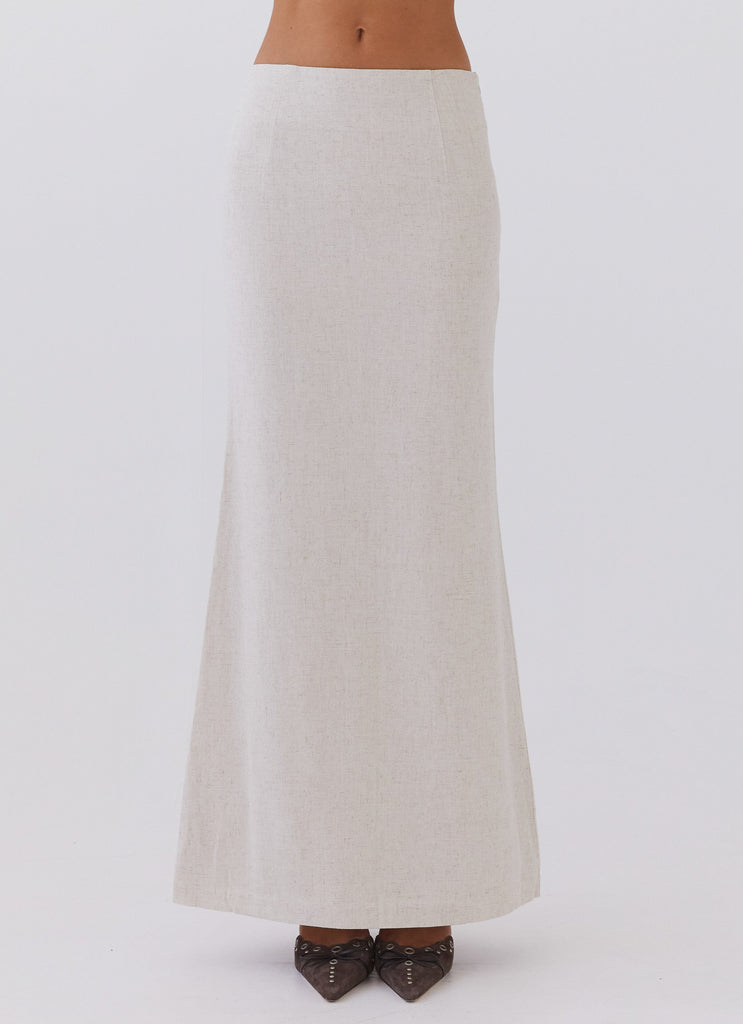 Peppermayo Peppermayo Exclusive - Born For Bordeaux Linen Midi Skirt - Oatmeal