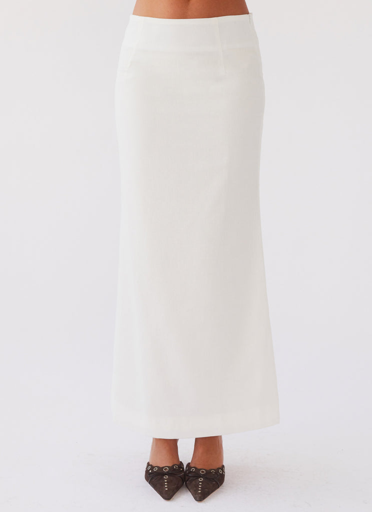Peppermayo Peppermayo Exclusive - Born For Bordeaux Linen Midi Skirt - White