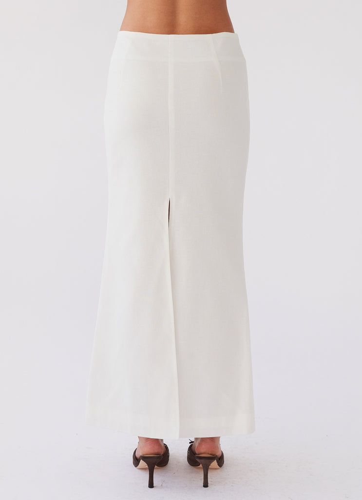 Peppermayo Peppermayo Exclusive - Born For Bordeaux Linen Midi Skirt - White