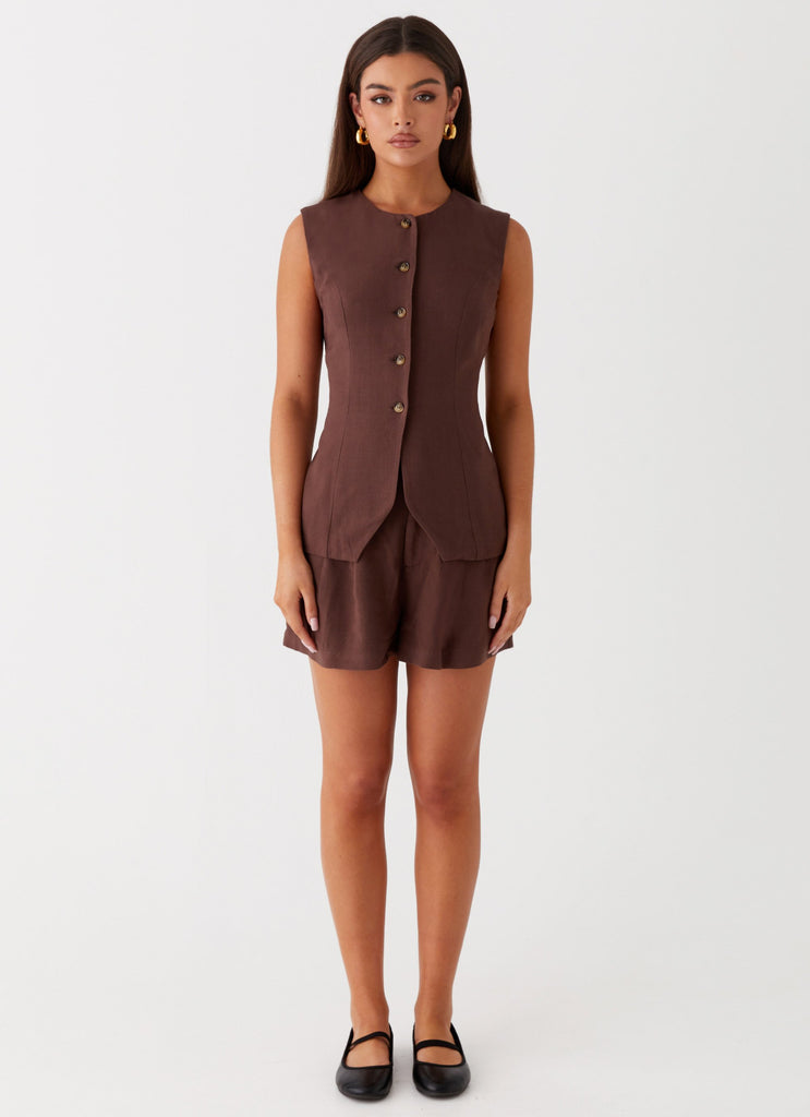 Peppermayo Peppermayo Exclusive - Born For Bordeaux Linen Shorts - Brown