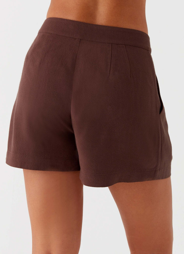 Peppermayo Peppermayo Exclusive - Born For Bordeaux Linen Shorts - Brown