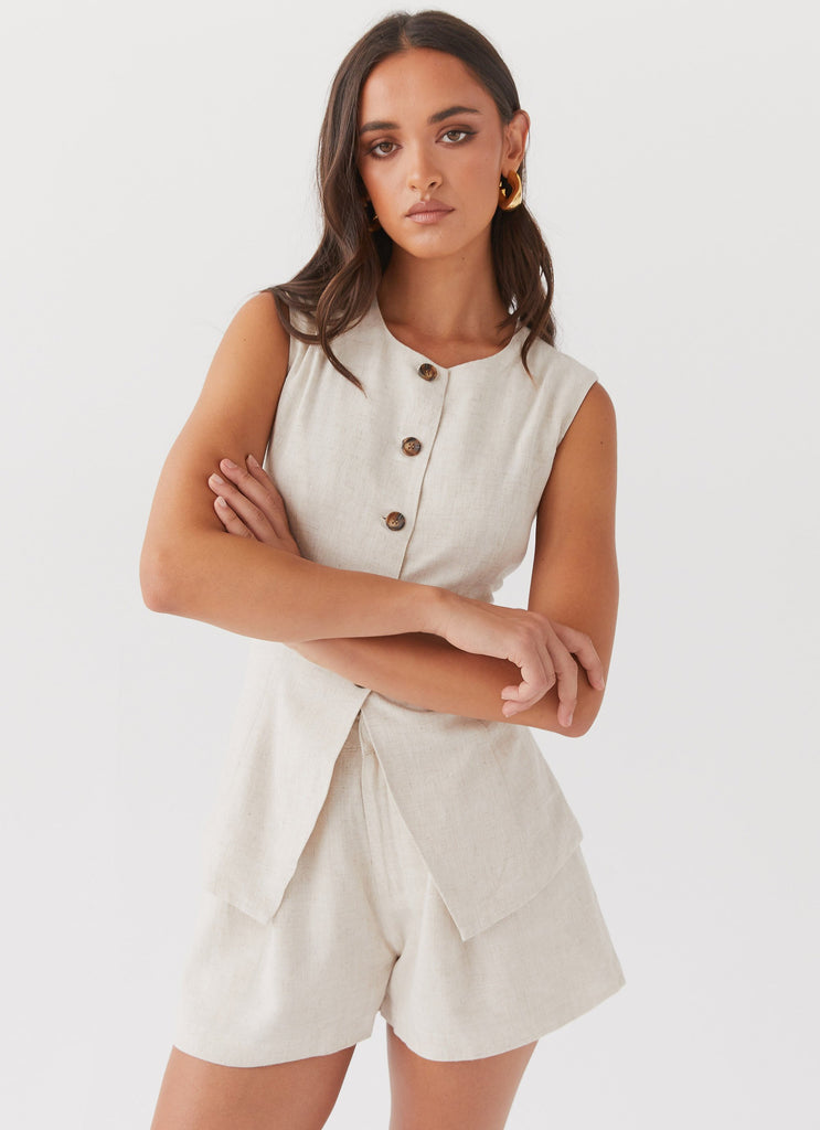 Peppermayo Peppermayo Exclusive - Born For Bordeaux Linen Shorts - Oatmeal