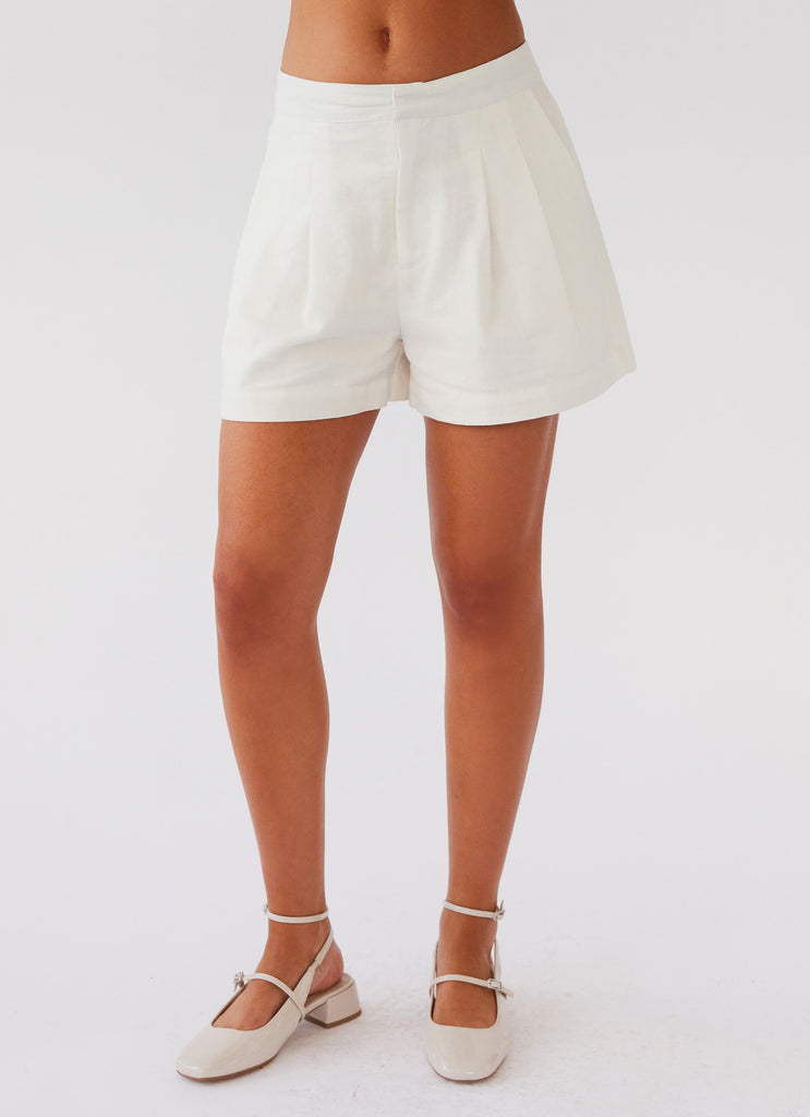 Peppermayo Peppermayo Exclusive - Born For Bordeaux Linen Shorts - White