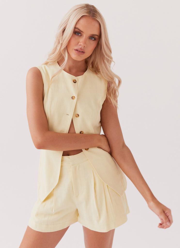 Peppermayo Peppermayo Exclusive - Born For Bordeaux Linen Vest - Lemon