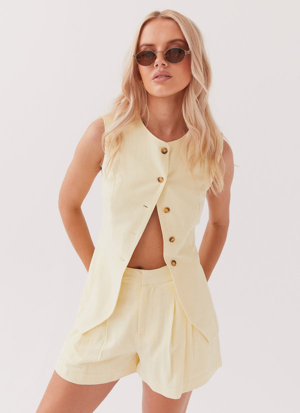 peppermayo Peppermayo Exclusive - Born For Bordeaux Linen Vest - Lemon