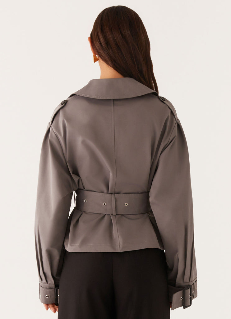 Peppermayo Peppermayo Exclusive - Boston Cropped Trench Coat - Charcoal