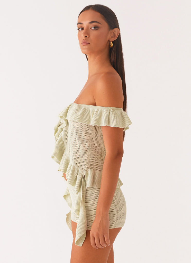 Peppermayo Peppermayo Exclusive - Bowen Off Shoulder Knit Top - Mint