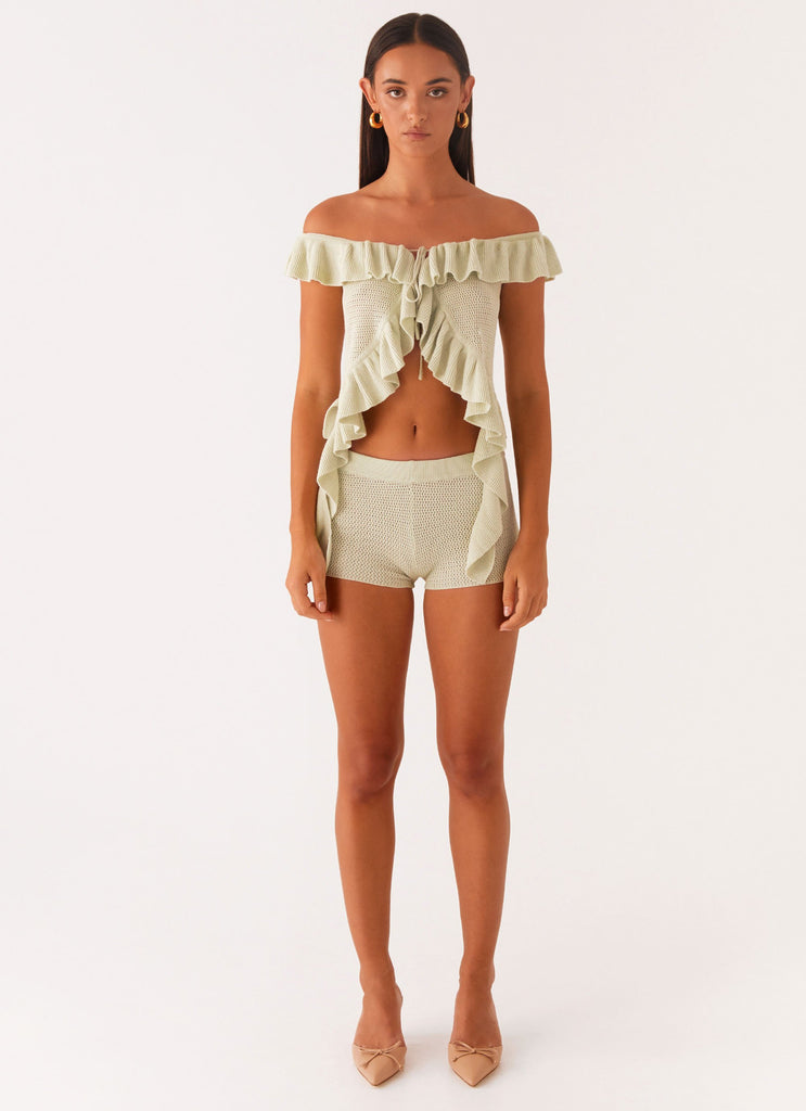 Peppermayo Peppermayo Exclusive - Bowen Off Shoulder Knit Top - Mint