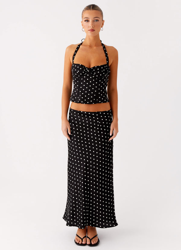 peppermayo Peppermayo Exclusive - Breanne Midi Skirt - Black Polka Dot
