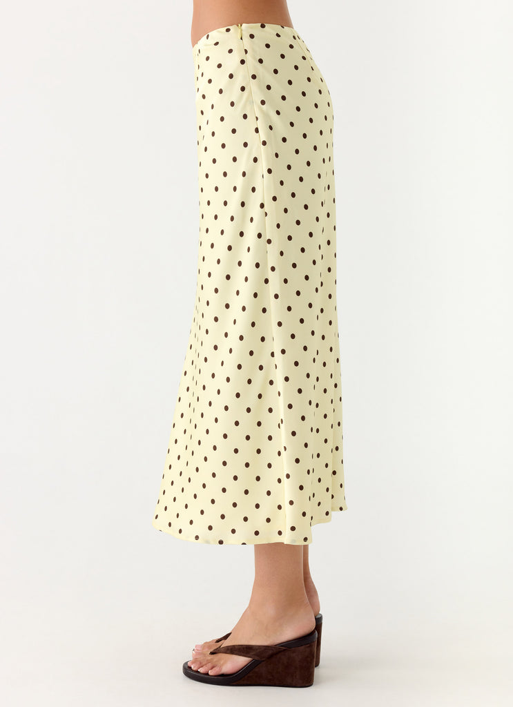 Peppermayo Peppermayo Exclusive - Breanne Midi Skirt - Yellow Polka Dot