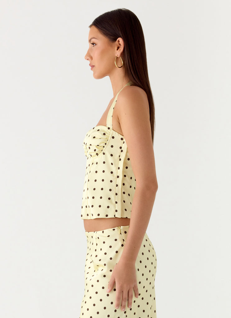 Peppermayo Peppermayo Exclusive - Breanne Top - Yellow Polka Dot