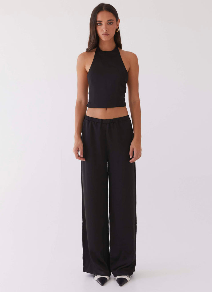 Peppermayo Peppermayo Exclusive - Bree Satin Halterneck Top - Black