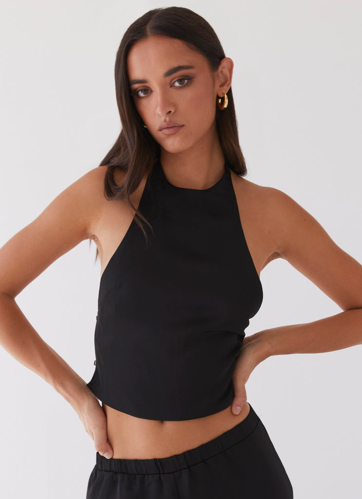 Peppermayo Peppermayo Exclusive - Bree Satin Halterneck Top - Black