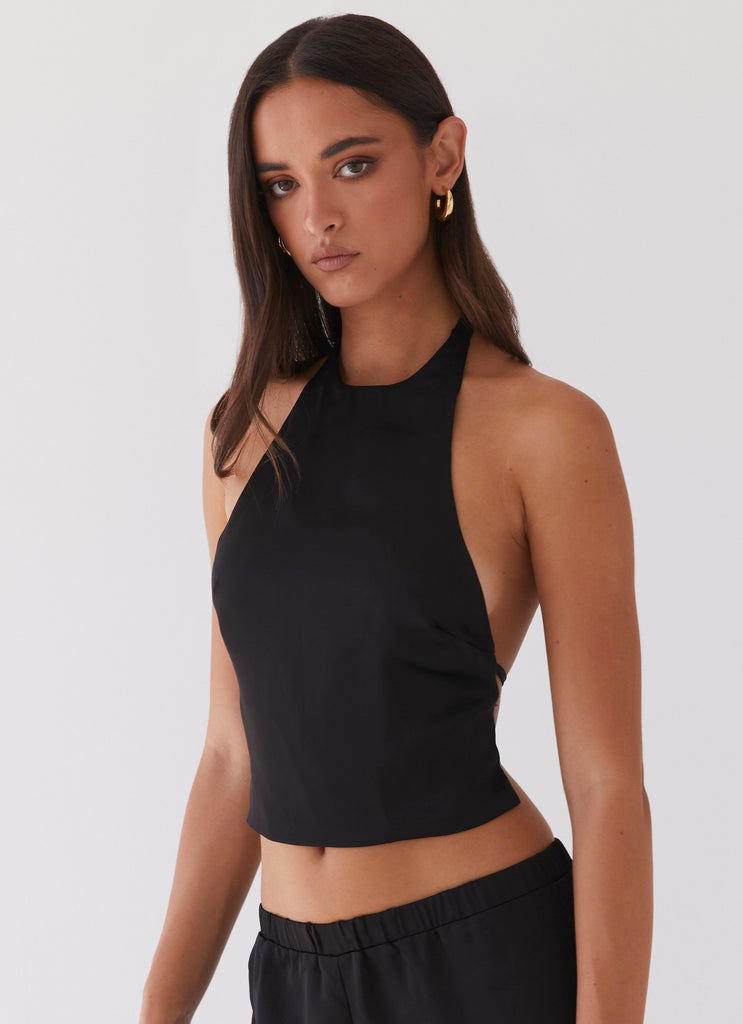 Peppermayo Peppermayo Exclusive - Bree Satin Halterneck Top - Black