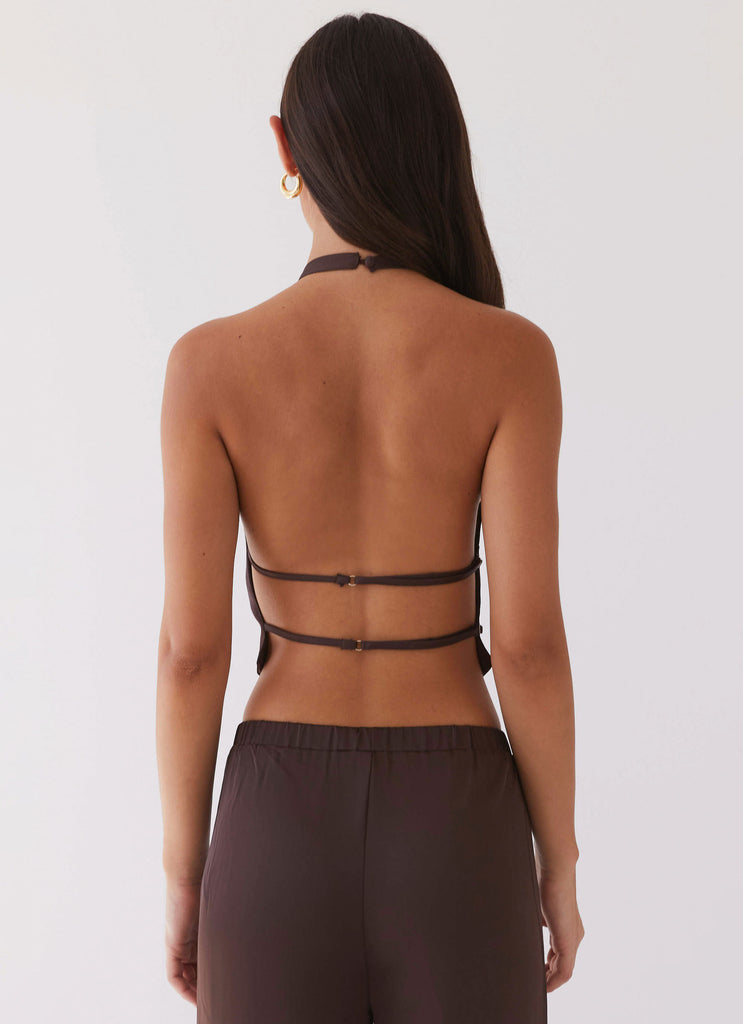 Peppermayo Peppermayo Exclusive - Bree Satin Halterneck Top - Brown