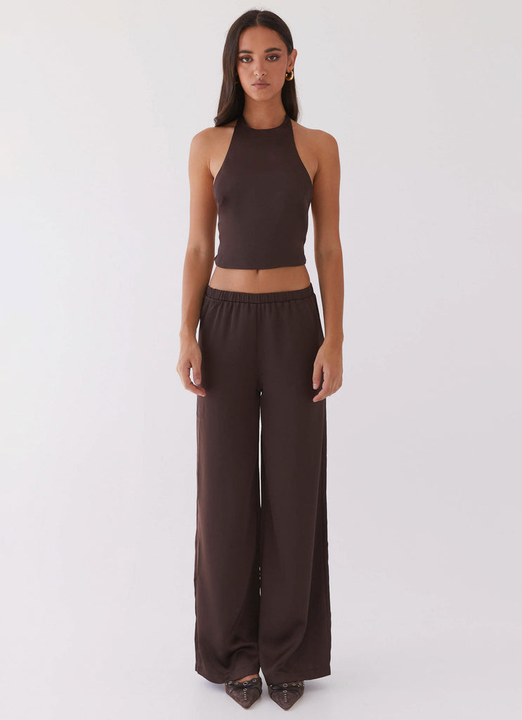 Peppermayo Peppermayo Exclusive - Bree Satin Halterneck Top - Brown