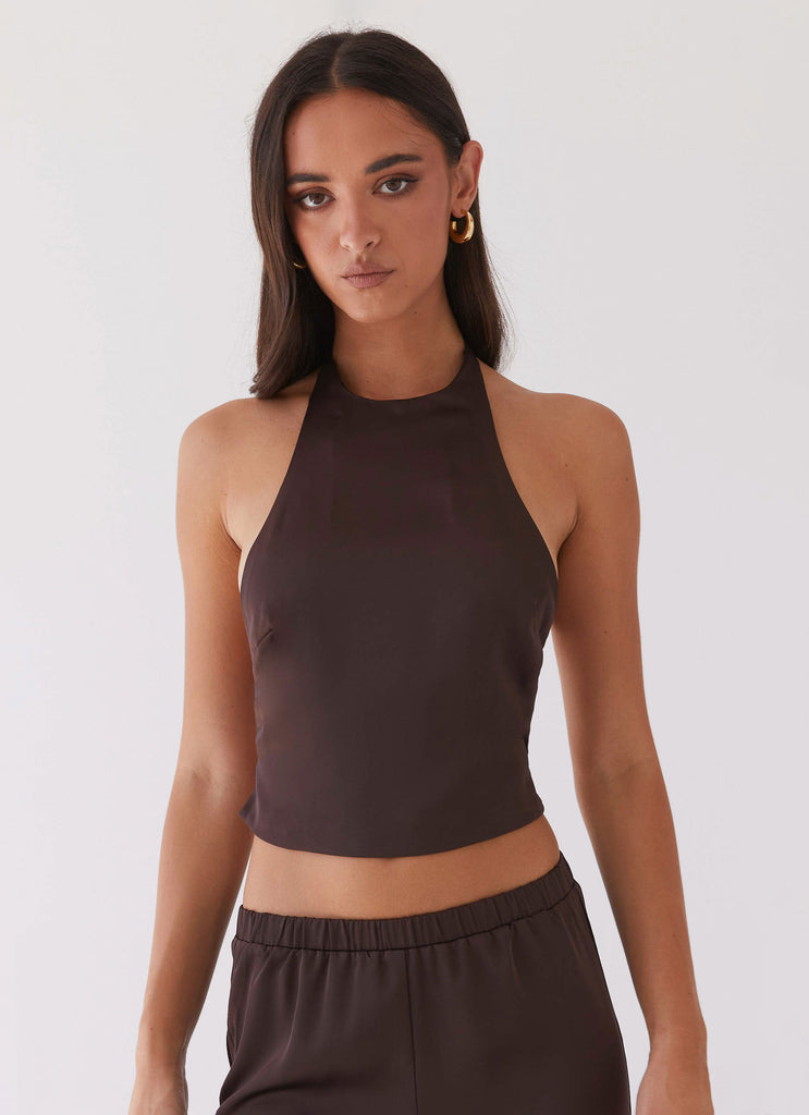 Peppermayo Peppermayo Exclusive - Bree Satin Halterneck Top - Brown
