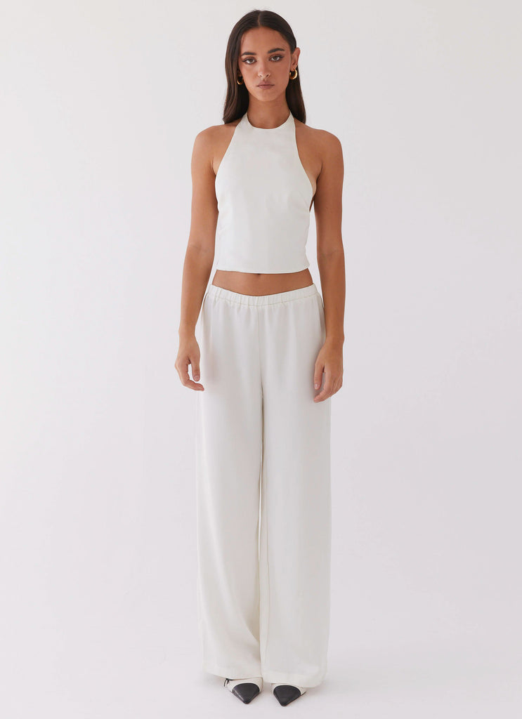 Peppermayo Peppermayo Exclusive - Bree Satin Halterneck Top - Pearl