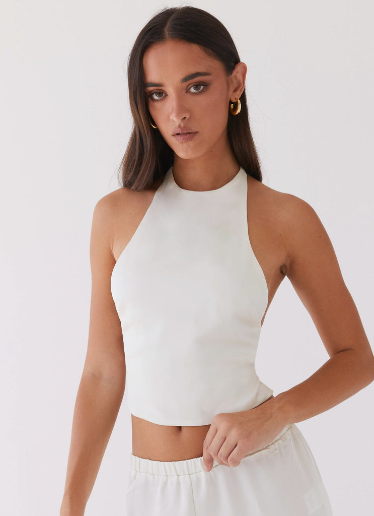 Peppermayo Peppermayo Exclusive - Bree Satin Halterneck Top - Pearl