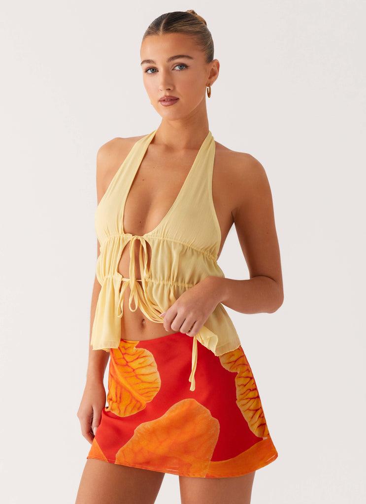 Peppermayo Peppermayo Exclusive - Breezy Palms Mini Skirt - Serene Orange