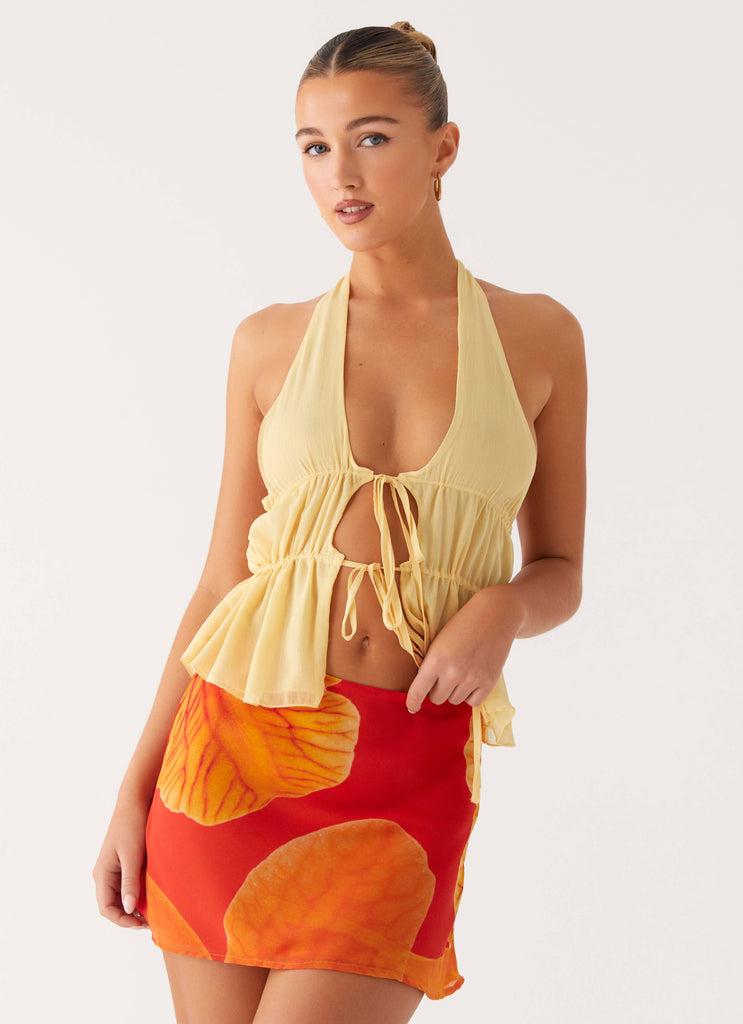 Peppermayo Peppermayo Exclusive - Breezy Palms Mini Skirt - Serene Orange