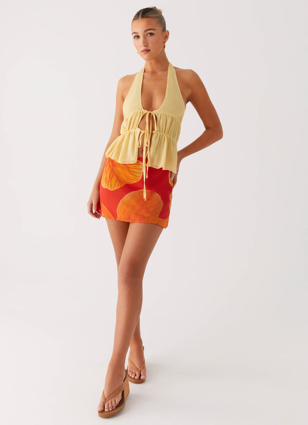 peppermayo Peppermayo Exclusive - Breezy Palms Mini Skirt - Serene Orange