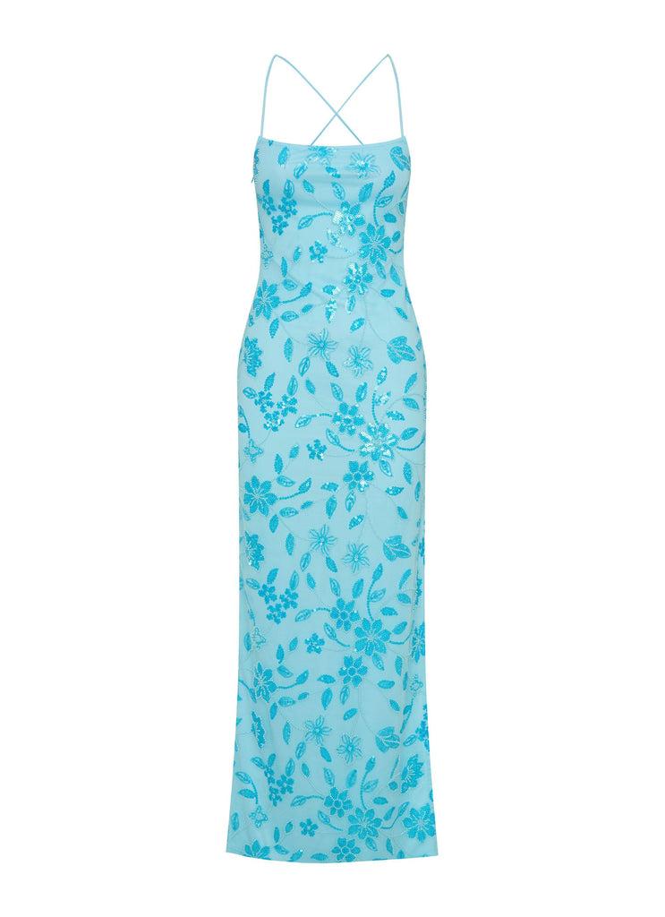 Peppermayo Peppermayo Exclusive - Bright Lights Beaded Maxi Dress - Blue