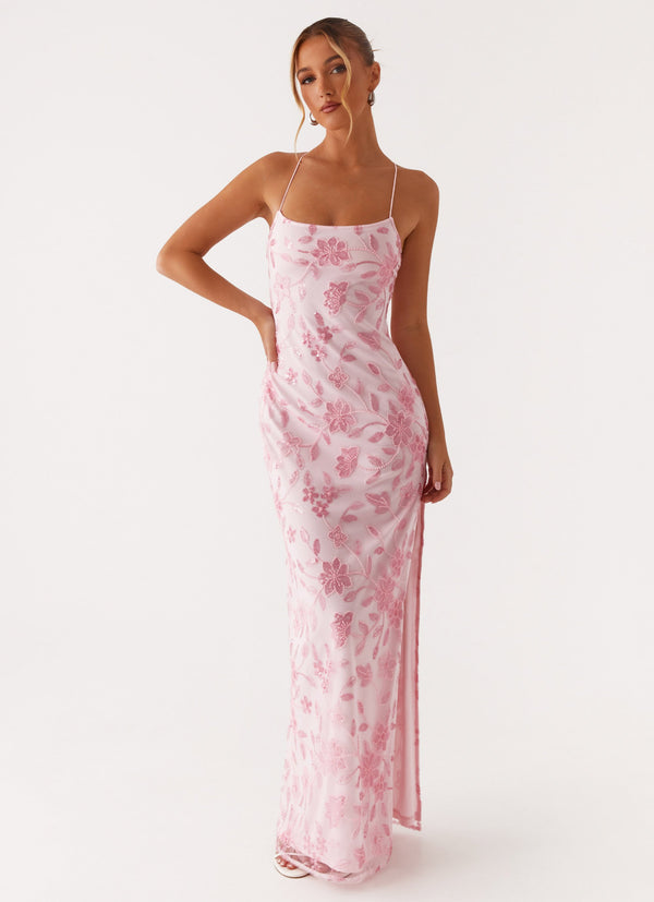 peppermayo Peppermayo Exclusive - Bright Lights Beaded Maxi Dress - Pink
