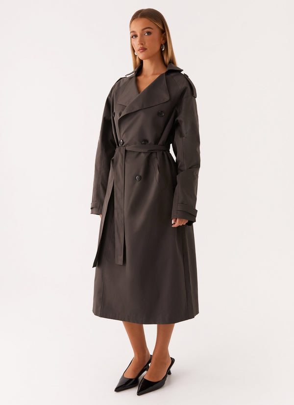 peppermayo Peppermayo Exclusive - Brighton Oversized Trench Coat - Grey