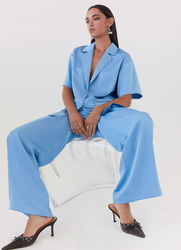 peppermayo Peppermayo Exclusive - Brinkley Satin Pants - Blue