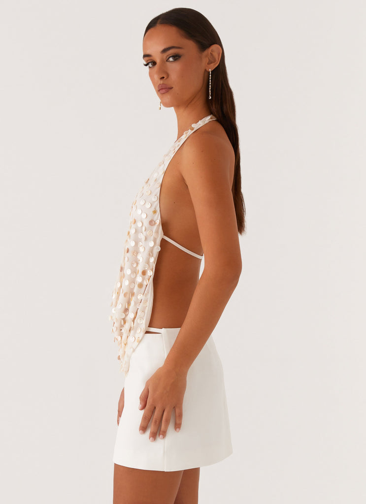 Peppermayo Peppermayo Exclusive - Brixton Pearl Cowl Neck Halter Top - Pearl