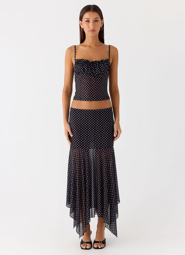 peppermayo Peppermayo Exclusive - Buffy Maxi Skirt - Black Polkadot