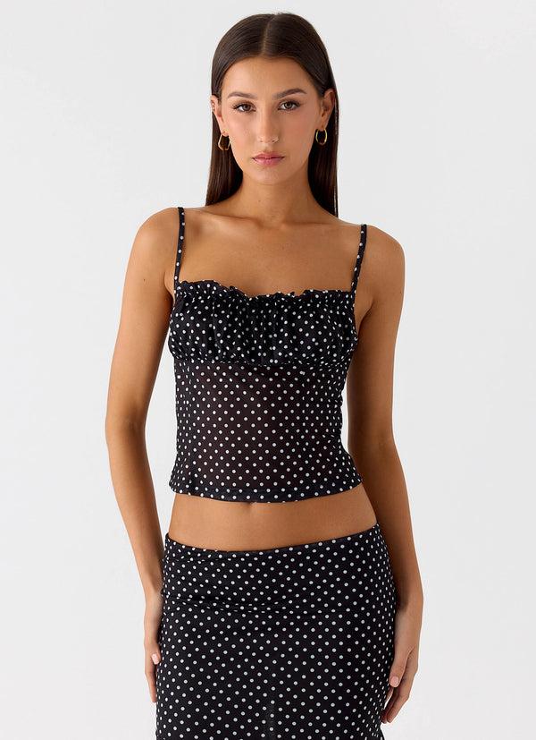 peppermayo Peppermayo Exclusive - Buffy Top - Black Polkadot