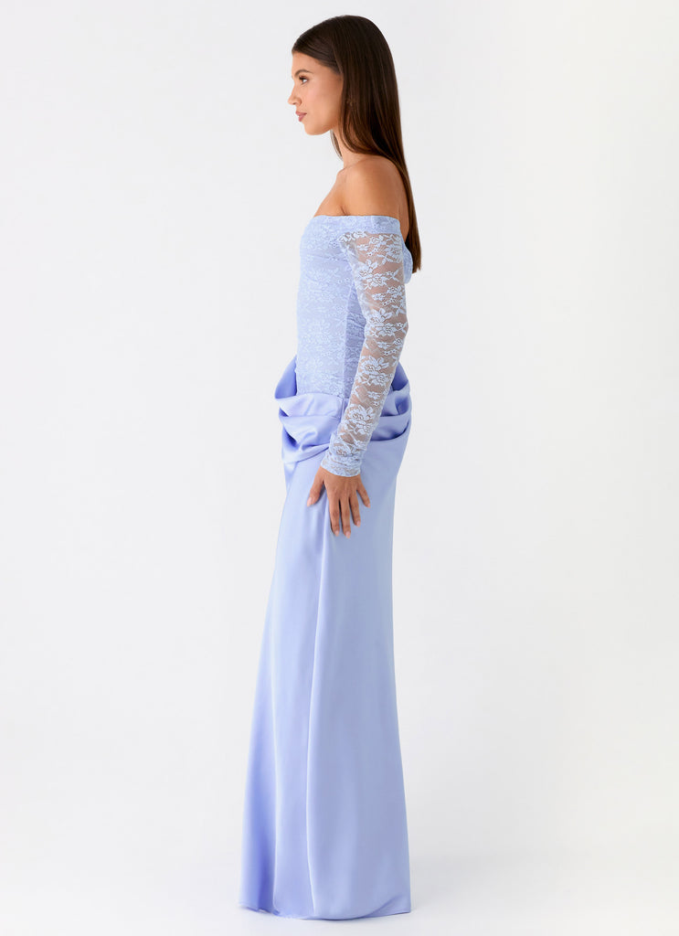 Peppermayo Peppermayo Exclusive - Burke Off Shoulder Maxi Dress - Blue