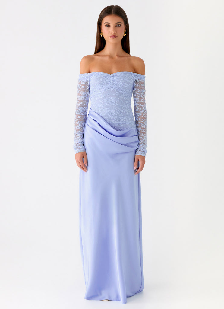 Peppermayo Peppermayo Exclusive - Burke Off Shoulder Maxi Dress - Blue