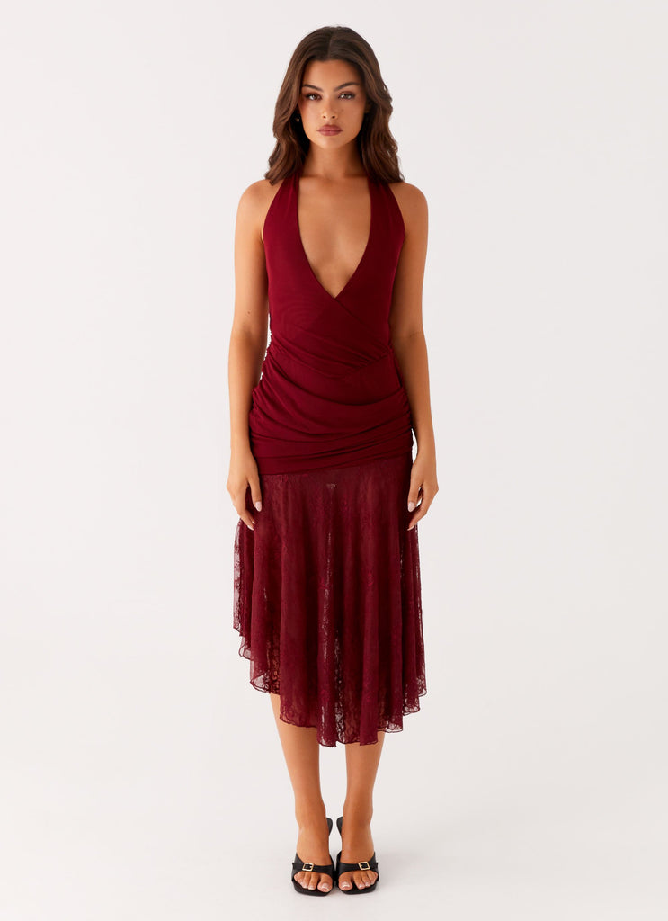 Peppermayo Peppermayo Exclusive - Burnout Midi Dress - Maroon