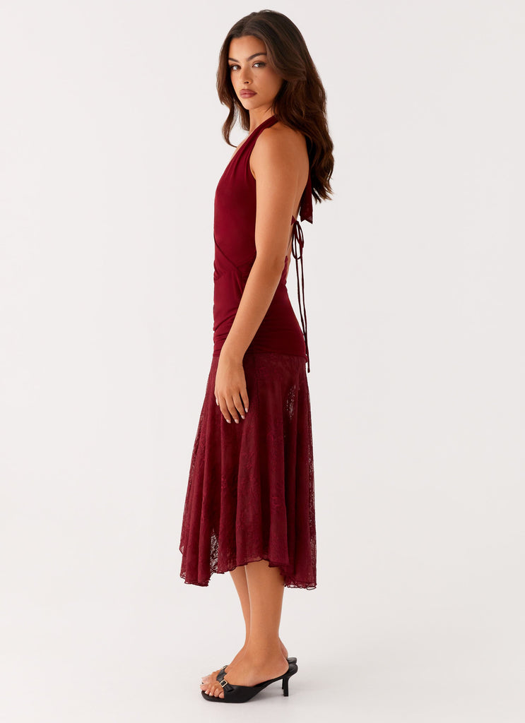 Peppermayo Peppermayo Exclusive - Burnout Midi Dress - Maroon