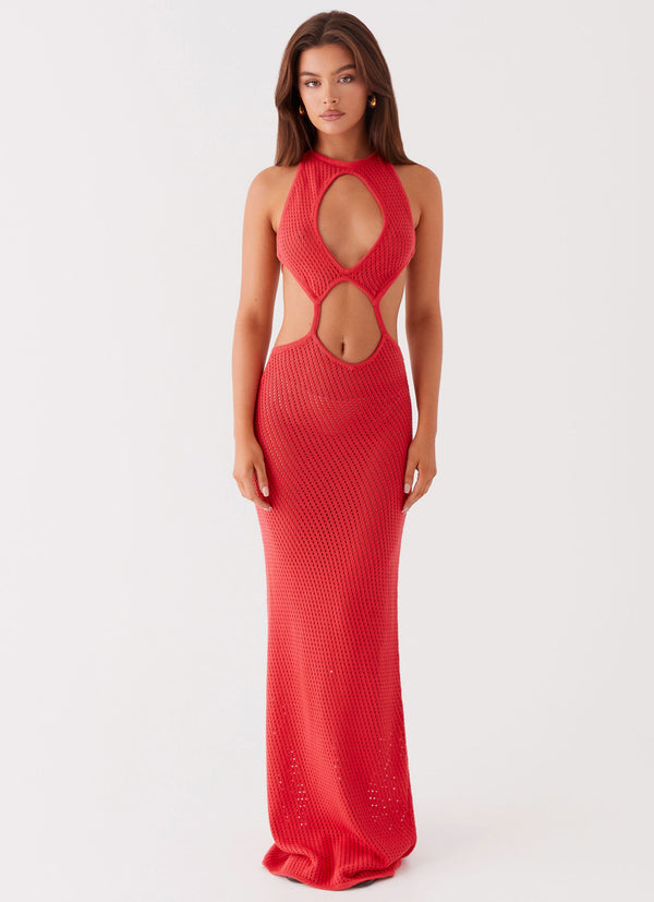 peppermayo Peppermayo Exclusive - Caicos Crochet Maxi Dress - Red