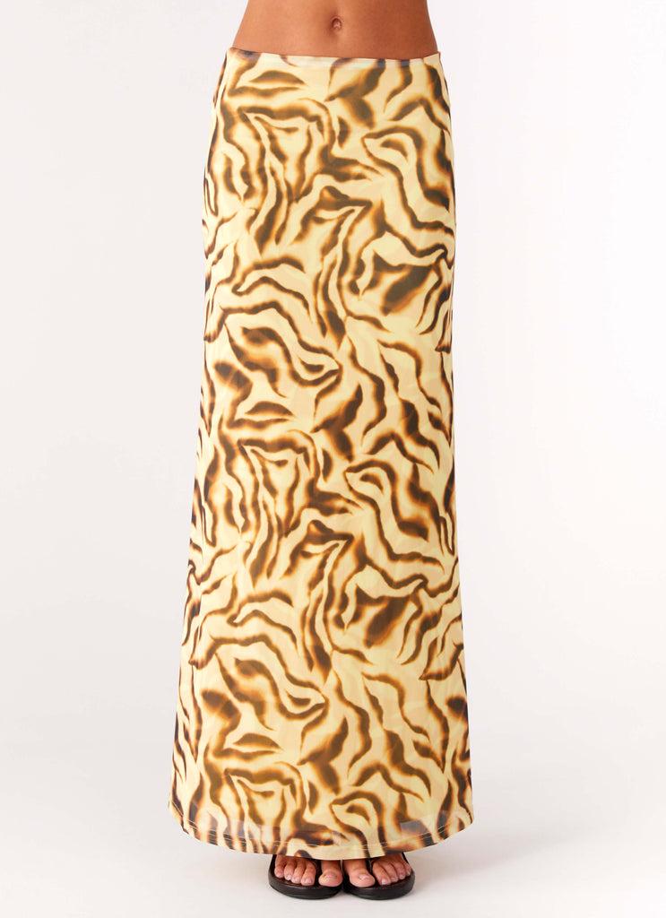 Peppermayo Peppermayo Exclusive - Call Me Low Rise Maxi Skirt - Yellow Zebra