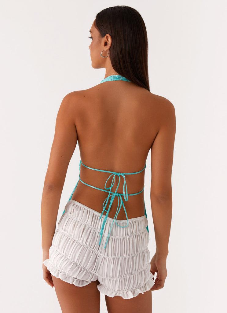 Peppermayo Peppermayo Exclusive - Callie Ruched Halterneck Top - Turquoise