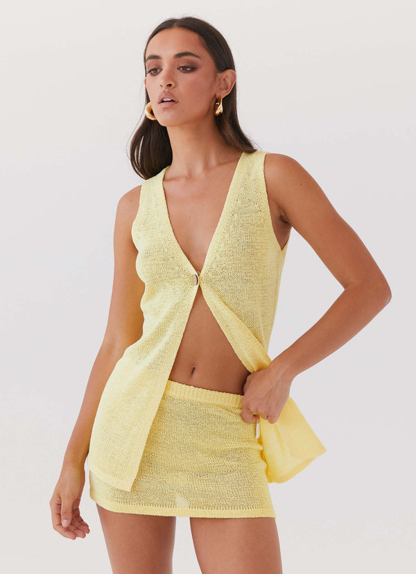 peppermayo Peppermayo Exclusive - Capri Glow Knit Mini Skirt - Canary
