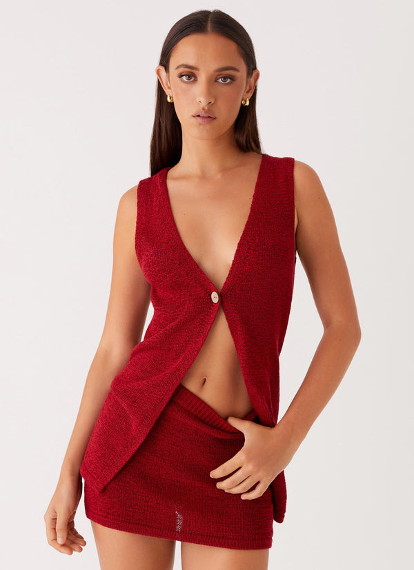 peppermayo Peppermayo Exclusive - Capri Glow Knit Skirt - Maroon