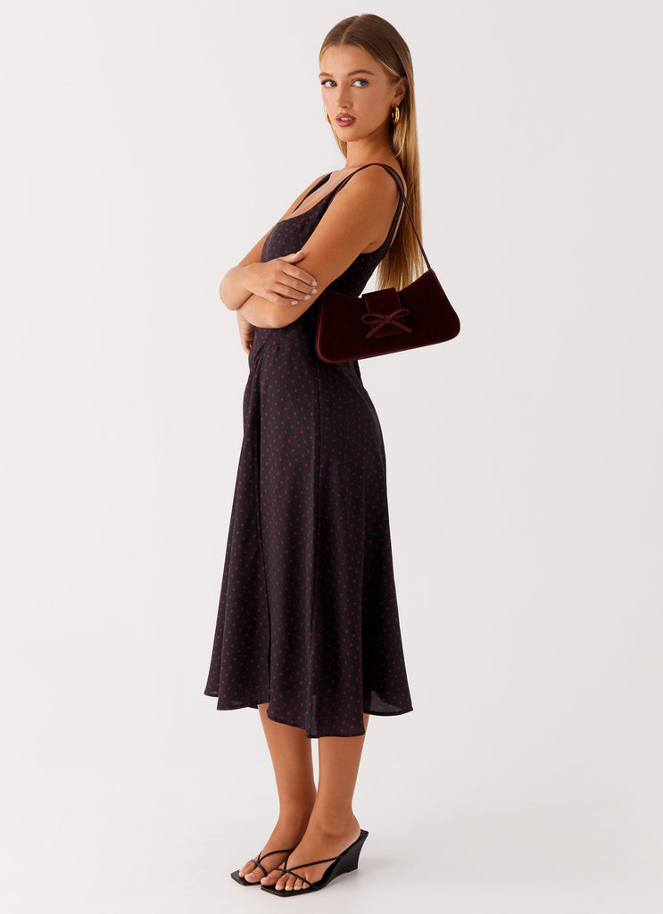 Peppermayo Peppermayo Exclusive - Cara Bow Shoulder Bag - Maroon Suede