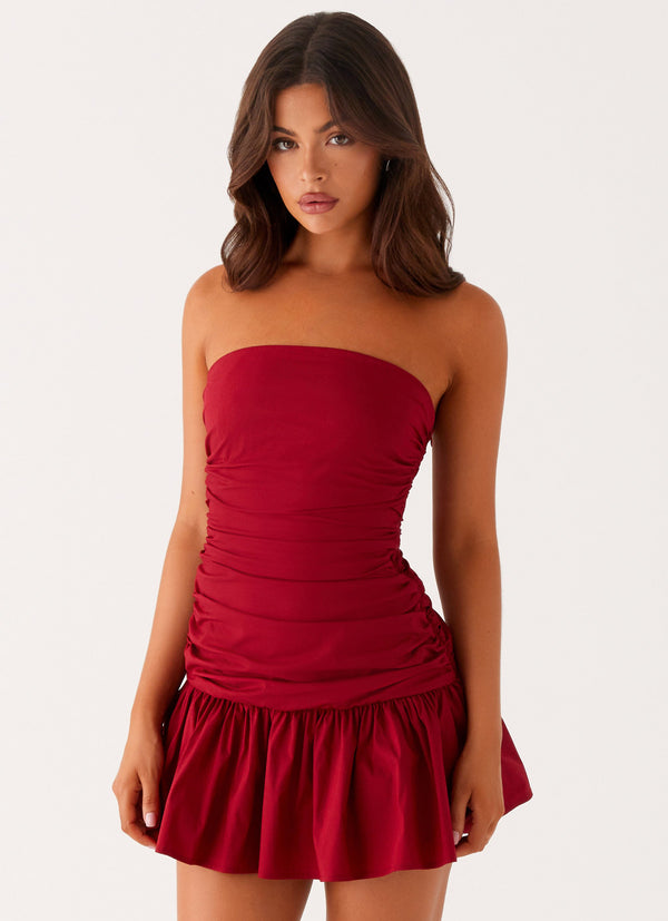 peppermayo Peppermayo Exclusive - Carmel Mini Dress - Merlot